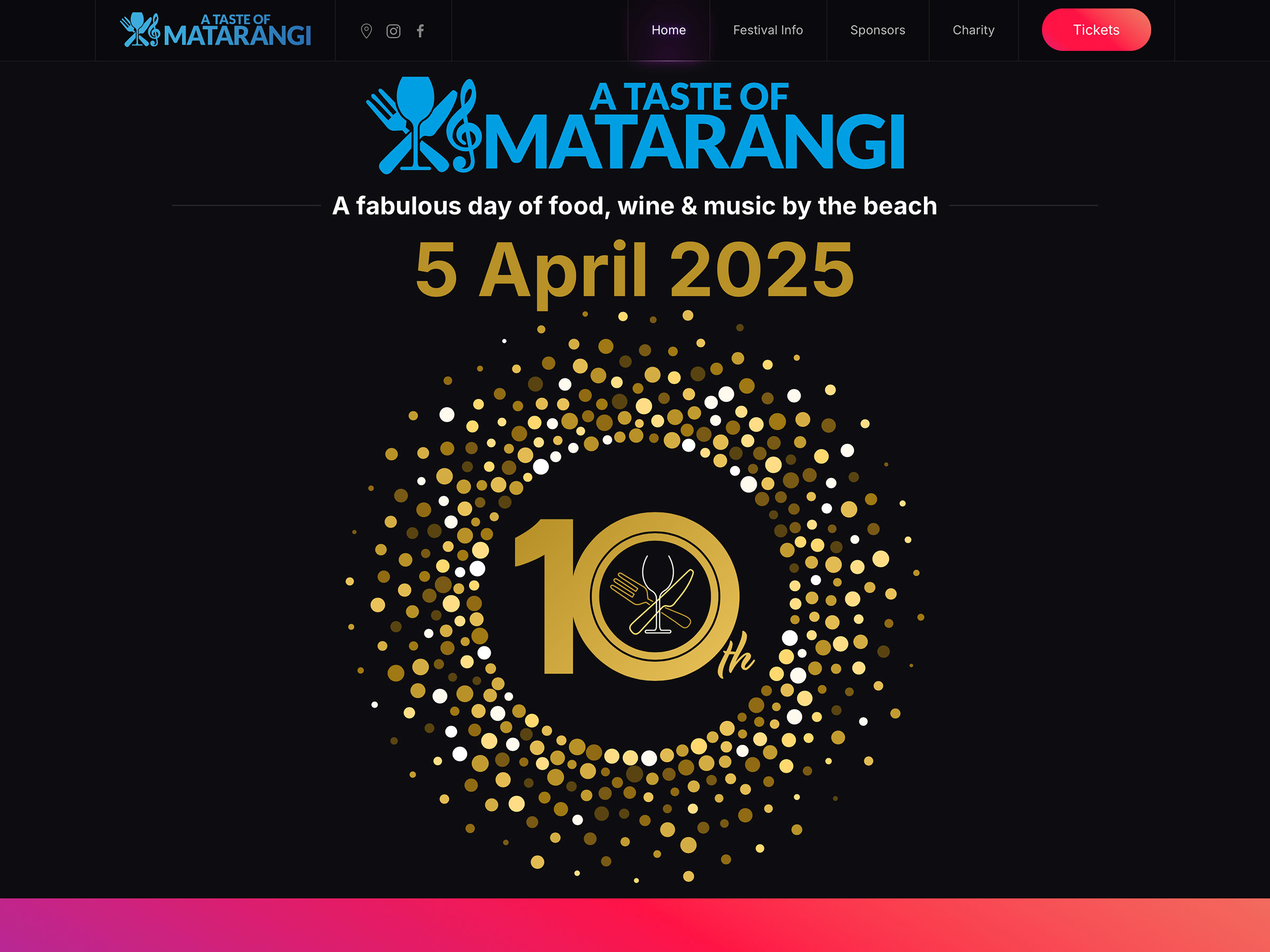 Desktop screenshot of A Taste of Matarangi website&rsquo;s home page