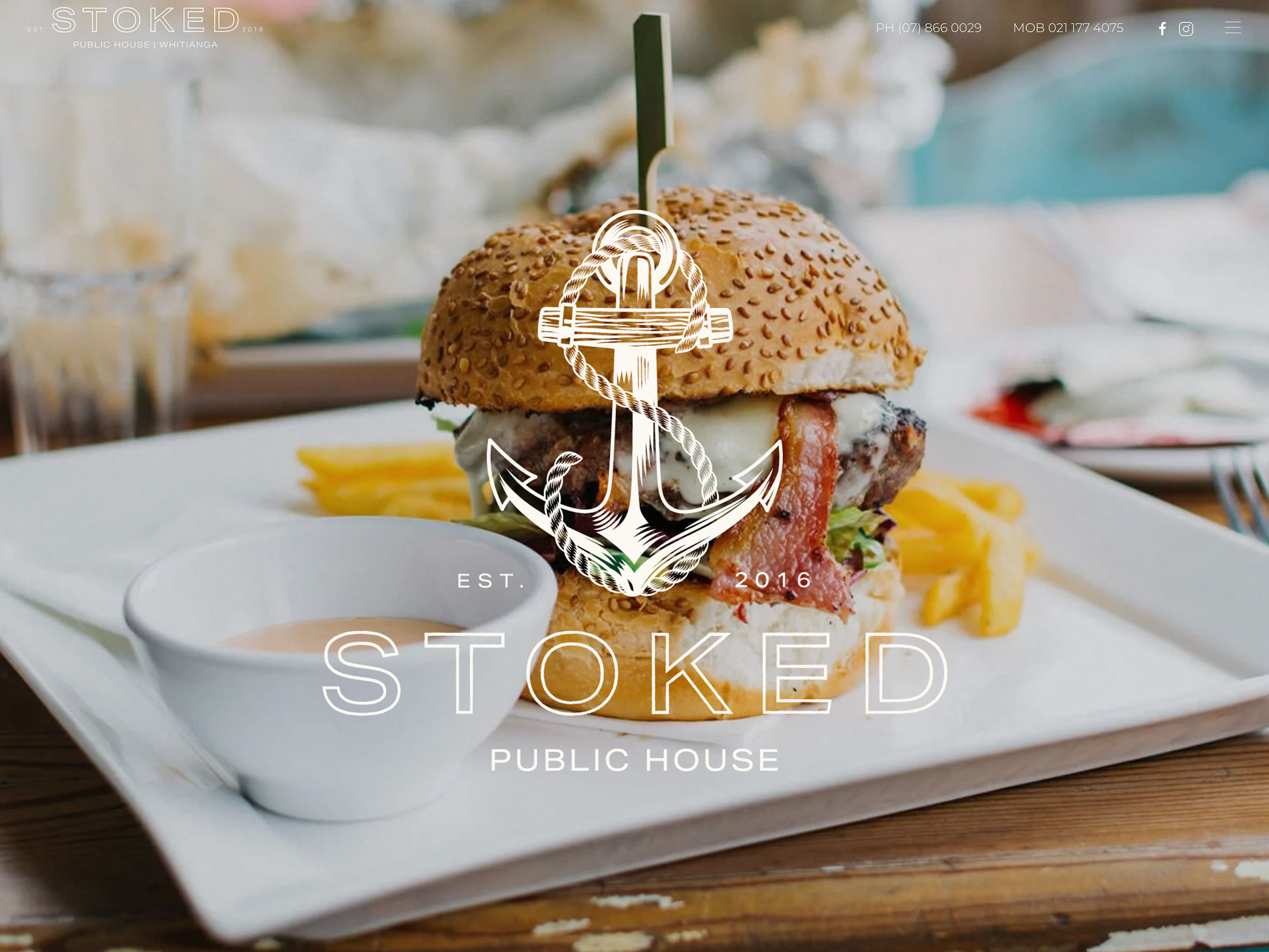 Desktop screenshot of Stoked Restaurant & Bar website&rsquo;s home page